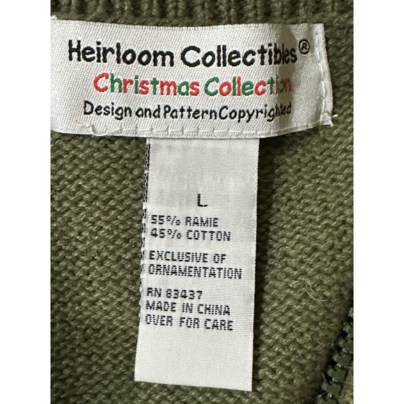 Heirloom Collectibles Women Christmas Camo Bear Full Zip Knit Cardigan Vest L - Picture 5 of 8